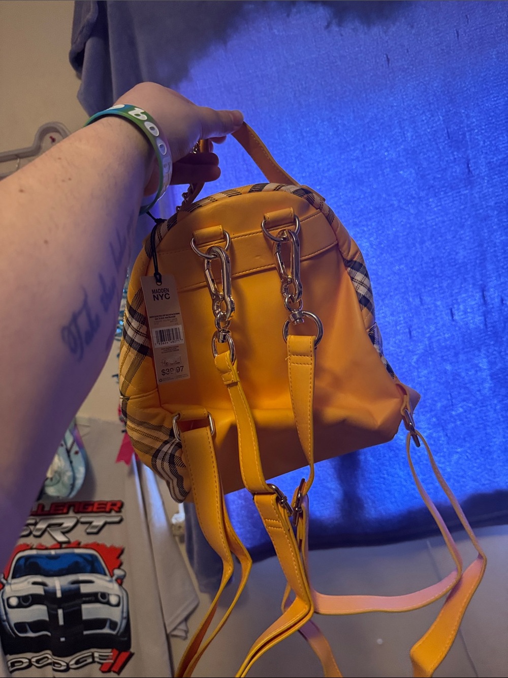 Steve Madden plaid backpack new - Picture 2 of 4